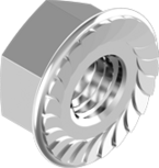 RVS zeskant flensmoer met vertanding A2 M8