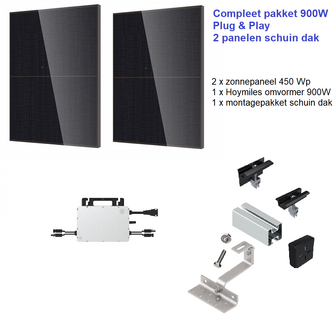 Zonnepanelen set Plug &amp; Play 2 panelen inclusief montageset schuin dak 900 Wp