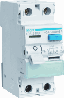 Hager aardlekschakelaar CDA540G 2P/40A 30mA